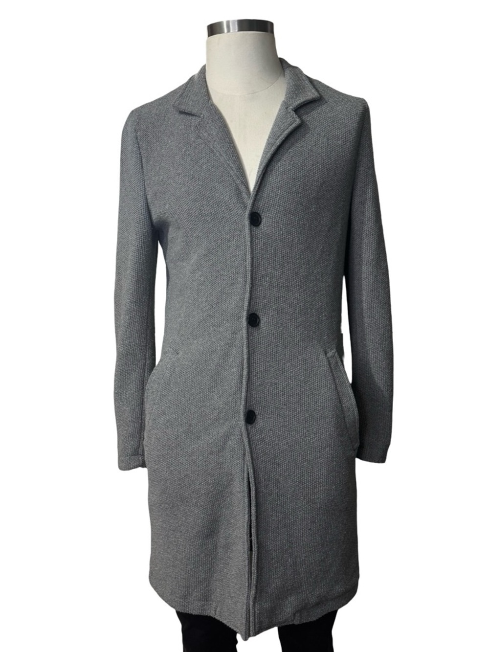 Zara Man Gray Textured‎ Button Front Coat Jacket Made in Italy Size M